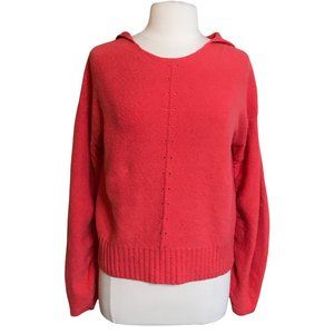 Moth Hooded Sweater Red Knit Pullover Small